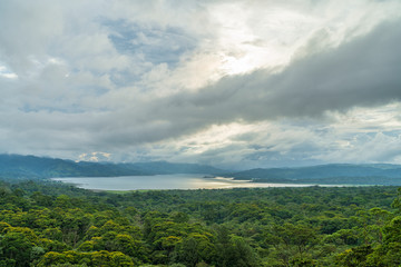 Fototapeta na wymiar Lake arenal and surrounding rainforest in the Alajuela region of Costa Rica