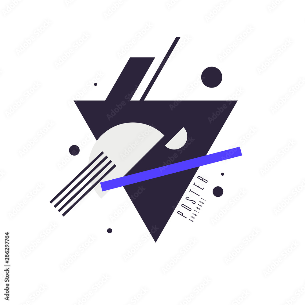 Poster abstract geometric background with triangles in minimalistic style.