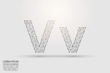 English letters abstract font consists 3d of triangles, lines, dots and connections. Vector illustration EPS 10.