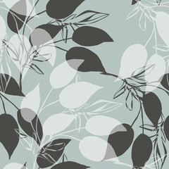 Seamless pattern of autumn tree branches.Watercolor illustration on white and color background.