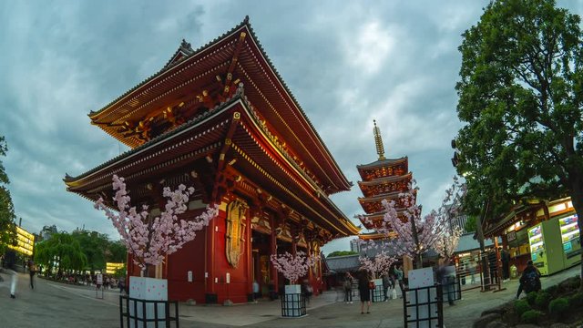 Time Lapse video of Sensoji Temple in Tokyo city, Japan