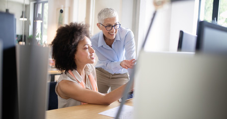Successful group of business people at work in office
