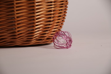 Wicker or wattle basket on a white background