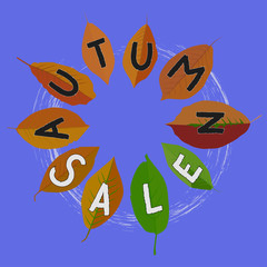 Fallen leaves with the letters "Autumn sale"