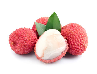 Lychees fruits isolated .