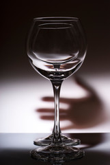 empty wine glass on black background