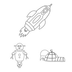 Vector illustration of space and galaxy icon. Set of space and travels vector icon for stock.