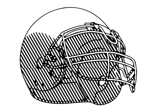 American Football Helmet Sketch With Hatching Vector