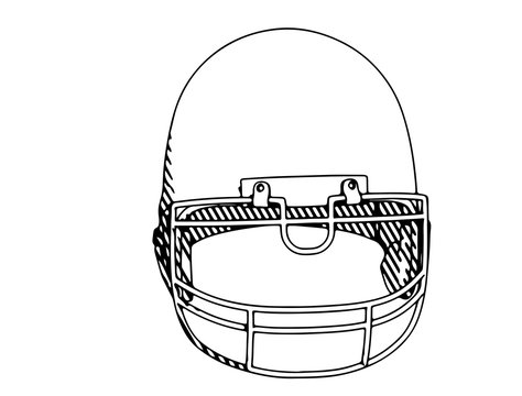 american football helmet sketch with hatching vector