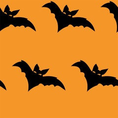 Fototapeta premium Seamless pattern with halloween carved jack faces silhouettes on black background. Can be used for scrapbook digital paper, textile print, page fill. Vector illustration