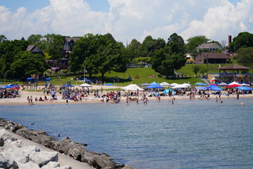 Great day for swimming on a beautiful lake 