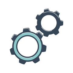 Gears are spinning. Concept of business processes, debugged system, actions