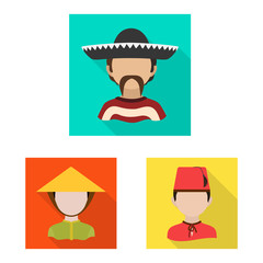Vector illustration of nation and race symbol. Collection of nation and user stock vector illustration.