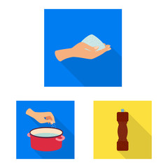 Vector illustration of raw and kitchen logo. Collection of raw and sea stock symbol for web.