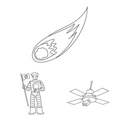 Vector illustration of space and galaxy logo. Set of space and travels vector icon for stock.