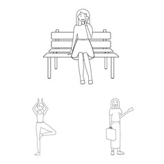 Vector design of posture and mood sign. Collection of posture and female stock vector illustration.