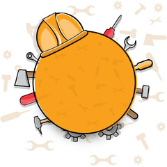 Vector hand lettering Happy labour day. Vector illustration for Greetings, Banner, Background, Template, Badge, Symbol, Icon, Logo and Print design with abstract   background.