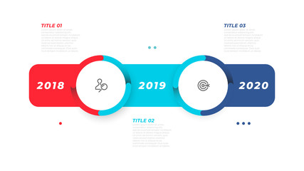 Obraz premium Business infographic template. Timeline process with 3 options, marketing icons. Vector illustration. Can be used for presentations, info chart, graph.