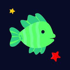 cute sea animal flat design character 