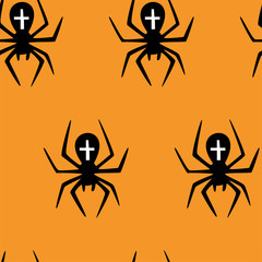 Seamless pattern with halloween pumpkins spider web zombie. Can be used for scrapbook digital paper, textile print, page fill. Vector illustration