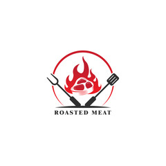 roasted meat logo vector icon ilustration