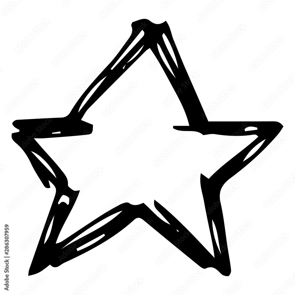 Poster hand drawn star doodle icon. sketch style icons. decoration element. isolated on white background. f