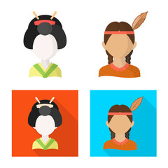 Vector design of imitator and resident icon. Collection of imitator and culture stock symbol for web.