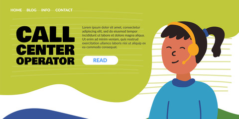 Informational banner written call center operator.