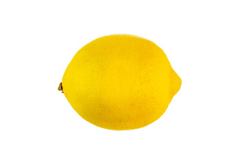 Lemon in top view isolated on white background without shadow.