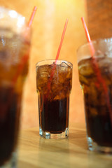 Cola ice tube red fresh glass