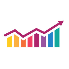 colorful growing bar graph icon- vector illustration