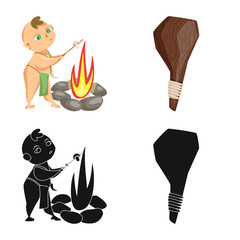 Isolated object of evolution and prehistory symbol. Set of evolution and development stock symbol for web.