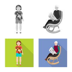 Vector illustration of character and avatar logo. Set of character and portrait stock symbol for web.