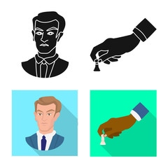 Vector illustration of checkmate and thin icon. Set of checkmate and target vector icon for stock.