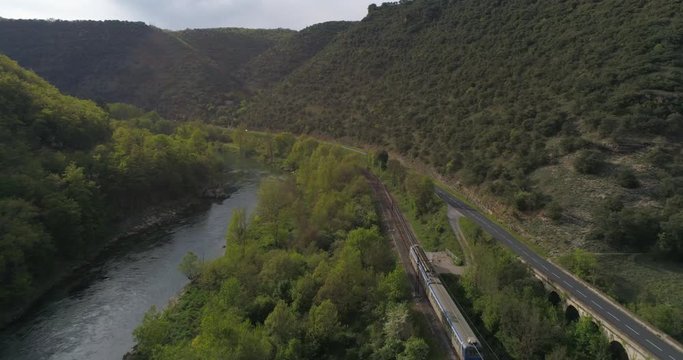 Train near Tarn river, Millau, Aveyron