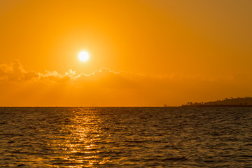Colorful dawn over the sea, Sunset. Beautiful magic sunset over the sea. Beautiful sunset over the ocean. Sunset over water surface