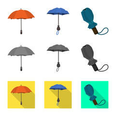 Obraz premium Vector illustration of protection and closed logo. Collection of protection and rainy stock symbol for web.