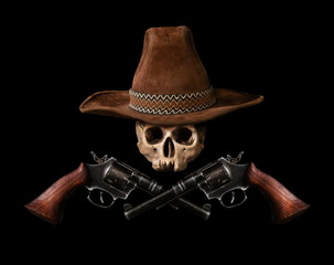 skull with revolver