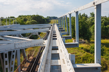 Metal constructions of the railway bridge