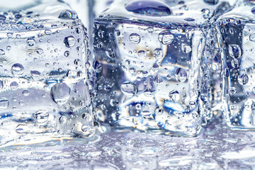 ice cubes on blue background