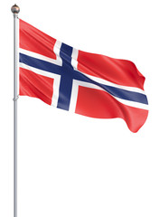 Norway flag blowing in the wind. Background texture. 3d rendering, wave. - Illustration. Isolated on white.