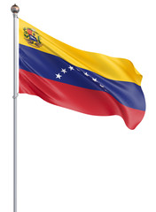 Venezuela flag blowing in the wind. Background texture. 3d rendering, wave. - Illustration. Isolated on white.