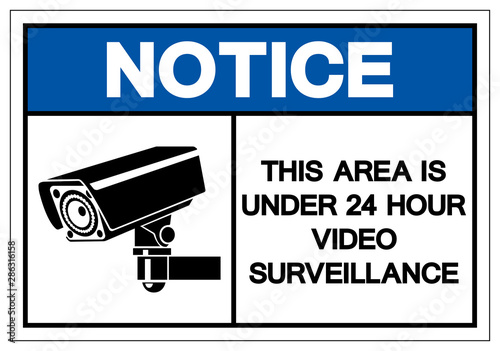 Notice This Area Is Under 24 Hour Video Surveillance Symbol Sign Vector Illustration Isolate On White Background Label Eps10 Wall Mural ยงย ทธ จ นทะบ ตร