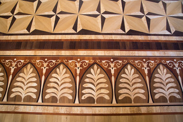 Background of parquet various wood pattern branch leaves monogram. Backgrounds Structure Design.