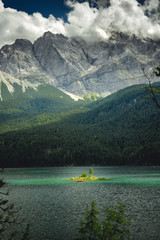 Eibsee lake in Bavaria in front of Alps