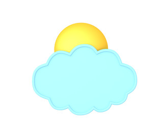 3D Rendering of light blue cloud with sun behind it
