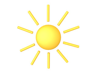 3D Rendering of cute sun with sun rays
