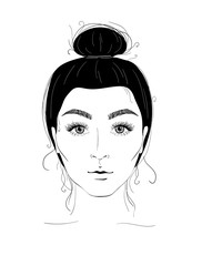 Fashion portrait of a girl with beautiful eyelashes. Illustration for a beauty salon.