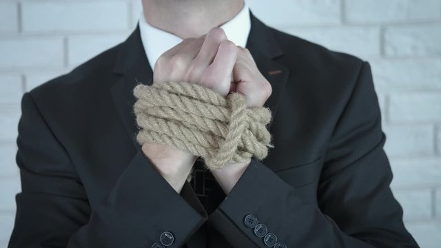 Hand tie with rope.