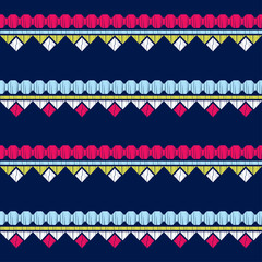 Ethnic boho seamless pattern. Lace. Embroidery on fabric. Patchwork texture. Weaving. Traditional ornament. Tribal pattern. Folk motif. Can be used for wallpaper, textile, wrapping, web. 